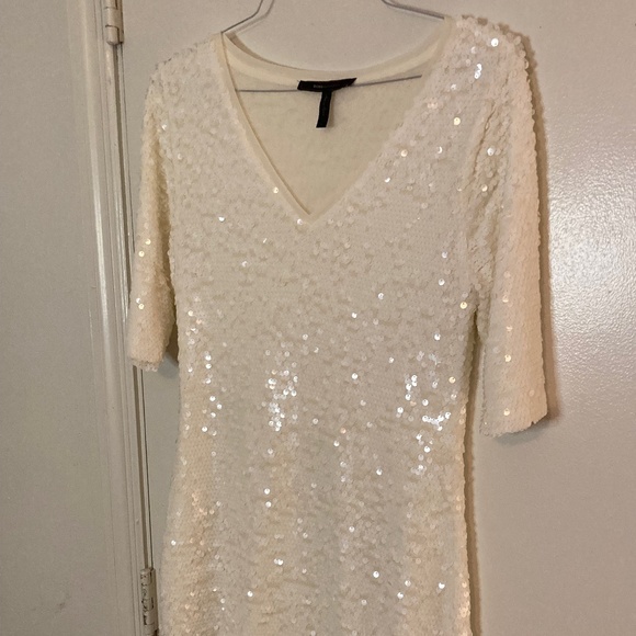 BCBGMAXAZRIA Ivory Sequin Cocktail Dress - Picture 4 of 8